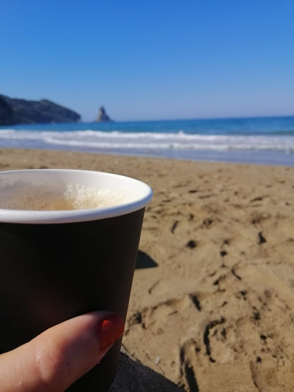 Kafe na pláži, Korfu 2020