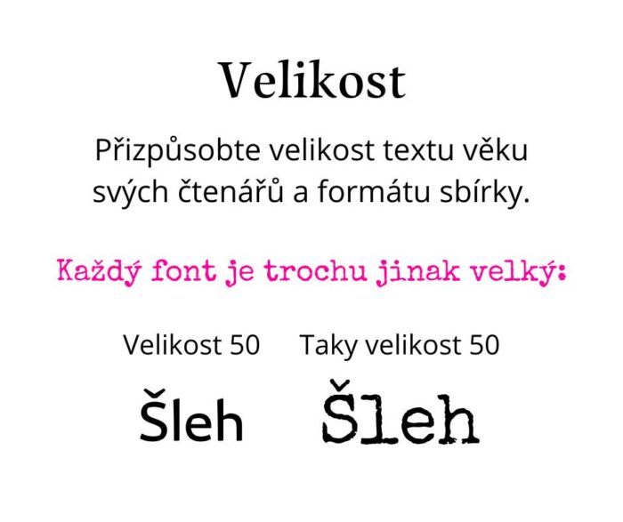 sazba velikost